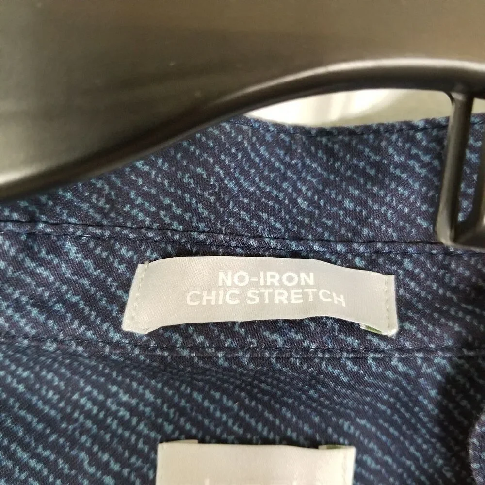 Chico's Women's No-Iron Stretch Flower Print Tunic Top Sz 18 Blue Casual‎ Office - Picture 7 of 8